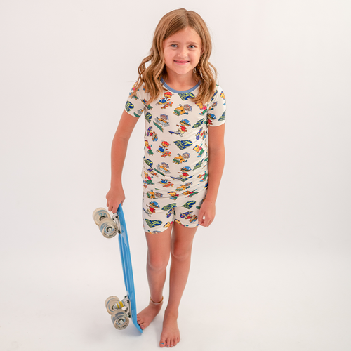 Rocket Skateboard Kids Bamboo Short Two-Piece Pajama Set