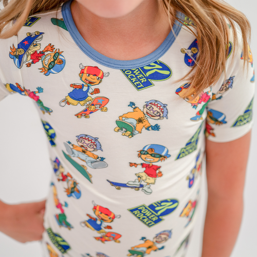 Rocket Skateboard Kids Bamboo Short Two-Piece Pajama Set