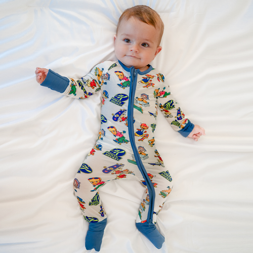 Rocket Skateboard Baby Bamboo Zipper Romper Pajama