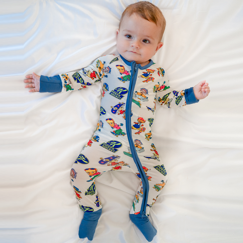 Rocket Skateboard Baby Bamboo Zipper Romper Pajama