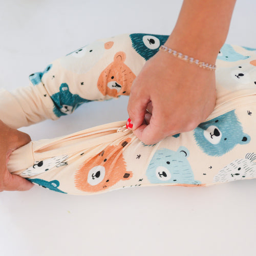 Fluffy Bear Head Print Bamboo Zippy Sleeper