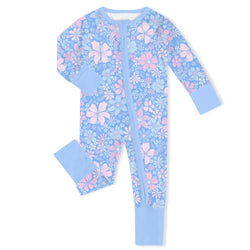 Spring Petal Party Bamboo Zipper Romper Pajamas