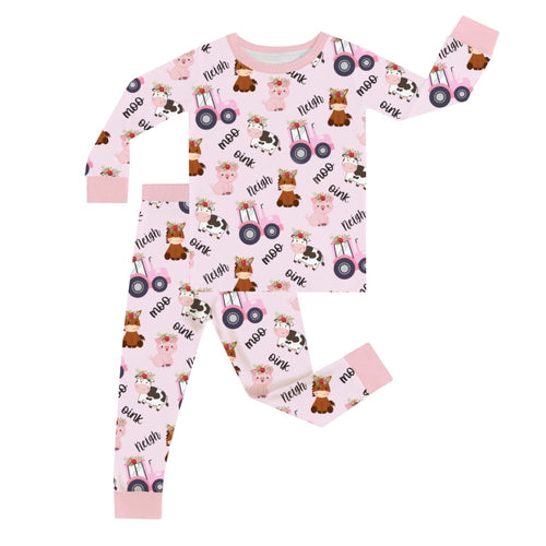 FancyPrince Animal Car Kid Bamboo Two-Piece Pajama Set