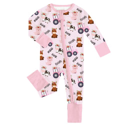 FancyPrince Animal Car Baby Bamboo Zipper Romper Pajamas