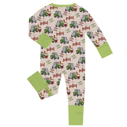 FancyPrince Animal Car Farm Baby Bamboo Green Zipper Romper Pajamas