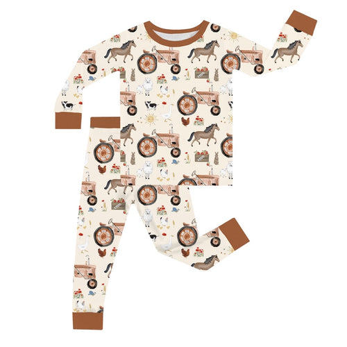 🔥New Deals FancyPrince Animal Farm Life Kid Bamboo Two-Piece Pajama Set