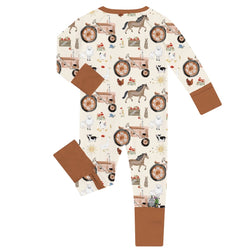 🔥New Deals FancyPrince Animal Farm Life Baby Bamboo Zipper Romper Pajamas