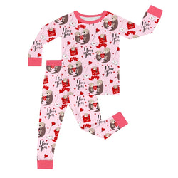 🔥New Deals FancyPrince Valentine's Day Water Sloth Kid Bamboo Two-Piece Pajama Set