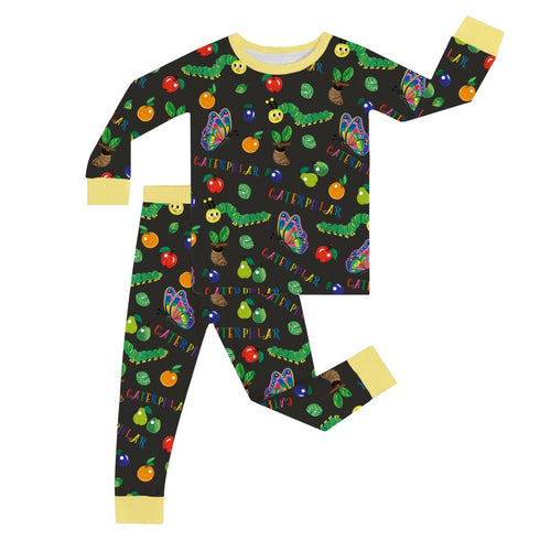 🔥New Deals FancyPrince Caterpillar Butterfly Print Kid Bamboo Two-Piece Pajama Set