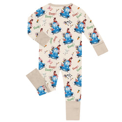 FancyPrince Animal Car Carrot Baby Bamboo Beige Zipper Romper Pajamas