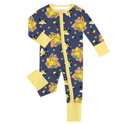 FancyPrince Excavator Print Baby Bamboo Zipper Romper Pajamas