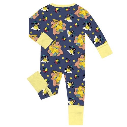 FancyPrince Excavator Print Baby Bamboo Zipper Romper Pajamas