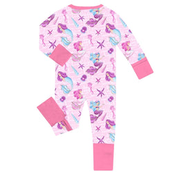 🔥New Deals FancyPrince Mermaid Starfish Seahorse Baby Bamboo Zipper Romper Pajamas