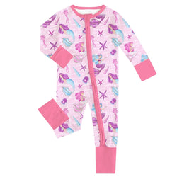 🔥New Deals FancyPrince Mermaid Starfish Seahorse Baby Bamboo Zipper Romper Pajamas