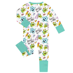 FancyPrince Monster School Baby Bamboo Zipper Romper Pajamas