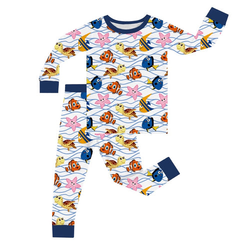 FancyPrince Marine Animals Kids Bamboo Two-Piece Pajama Set