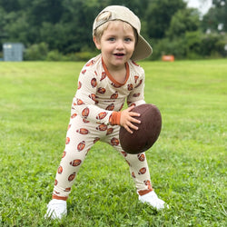 Brown American Football Kids Bamboo 2 Pieces Pajama Set