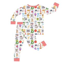 FancyPrince Alphabet Animals Kids Bamboo Two-Piece Pajama Set