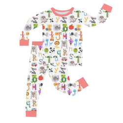 FancyPrince Alphabet Animals Kids Bamboo Two-Piece Pajama Set