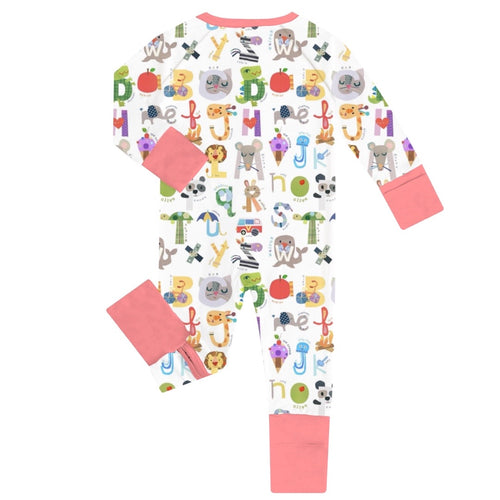 FancyPrince Alphabet Animals Baby Bamboo Zipper Romper Pajamas