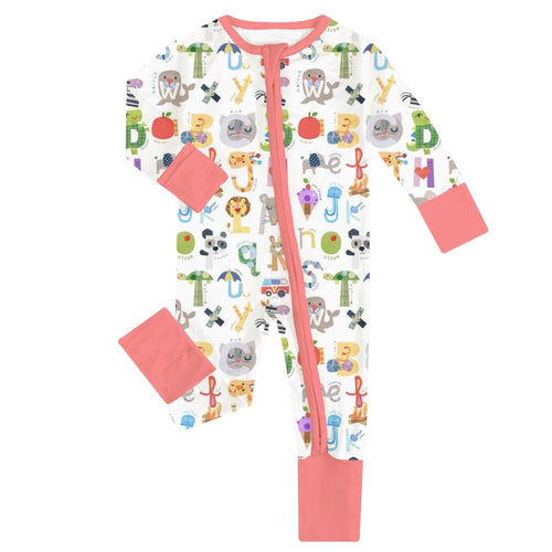 FancyPrince Alphabet Animals Baby Bamboo Zipper Romper Pajamas