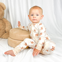 Bear & Checkerboard Pattern Bamboo Baby Sleeper