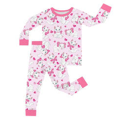 FancyPrince Valentine's Day Bow Cat Kid Bamboo Two-Piece Pajama Set