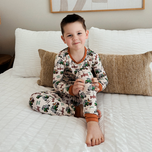 FancyPrince Animal Car Farm Kid Brown Bamboo Two-Piece Pajama Set