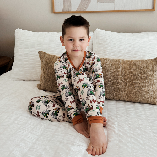 FancyPrince Animal Car Farm Kid Brown Bamboo Two-Piece Pajama Set