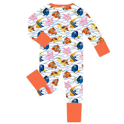 FancyPrince Marine Animals Orange Baby Bamboo Zipper Romper Pajamas