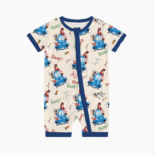 FancyPrince Animal Car Carrot Bamboo Short Zipper Romper Pajamas