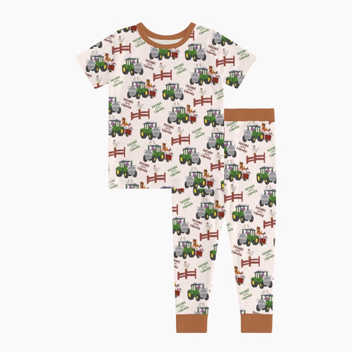 FancyPrince Animal Car Farm Bamboo Short Sleeve Long Pant Two-Piece Pajama Set