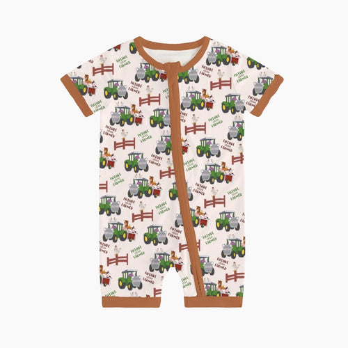 FancyPrince Animal Car Farm Baby Bamboo Short Zipper Romper Pajamas