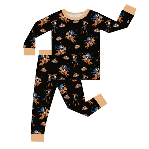 FancyPrince Cartoon Western Cowboy Kids Bamboo Two-Piece Pajama Set