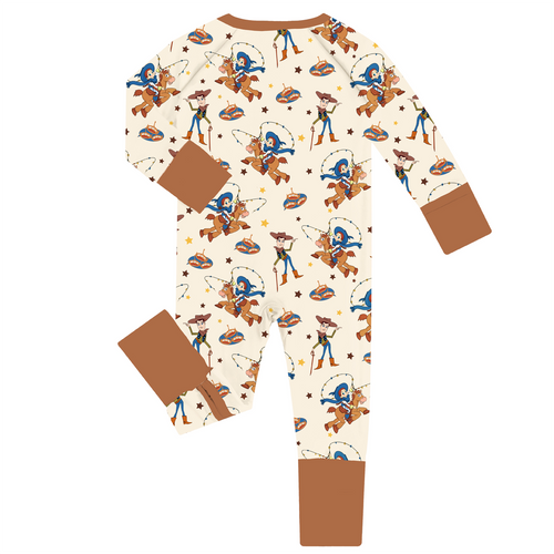 FancyPrince Cartoon Western Cowboys Baby Bamboo Zipper Romper Pajamas