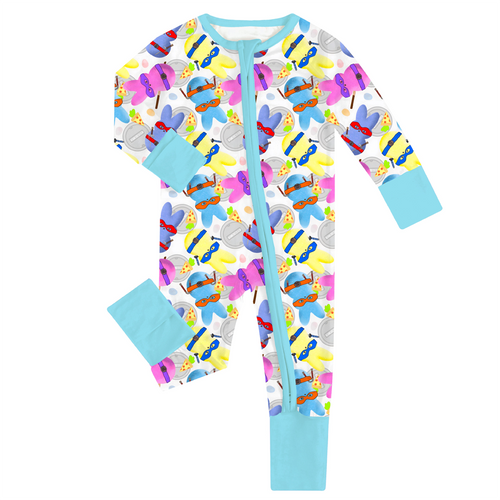 FancyPrince Colored Bunny Baby Bamboo Zipper Romper Pajamas