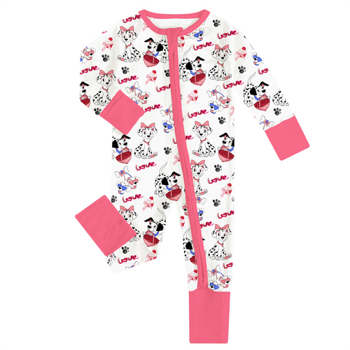 FancyPrince Valentine Dalmatians Baby Bamboo Zipper Romper Pajamas