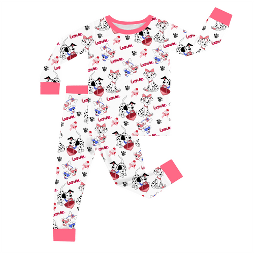 FancyPrince Valentine Dalmatians Kids Bamboo Two-Piece Pajama Set