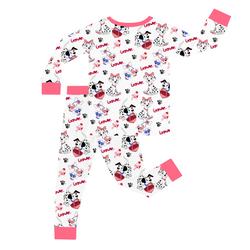 FancyPrince Valentine Dalmatians Kids Bamboo Two-Piece Pajama Set