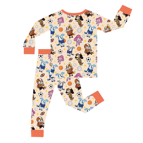 FancyPrince Dog Football Kid Bamboo Two-Piece Pajama Set