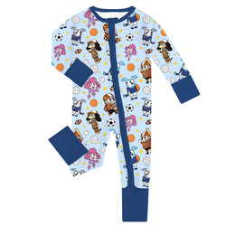 FancyPrince Dog Football Baby Bamboo Zipper Romper Pajamas