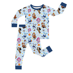 FancyPrince Dog Football Kid Bamboo Two-Piece Pajama Set