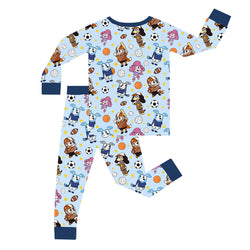 FancyPrince Dog Football Kid Bamboo Two-Piece Pajama Set