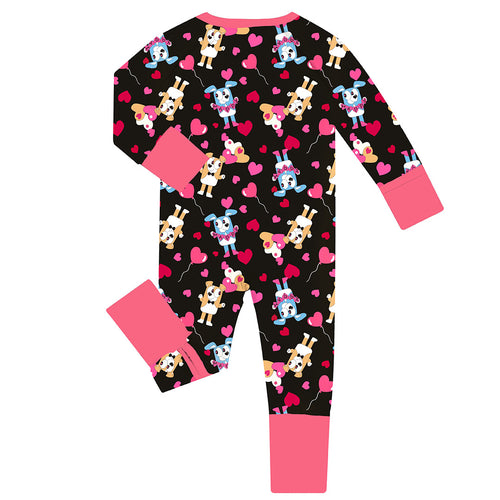 FancyPrince Valentine Heart Dog Baby Bamboo Zipper Romper Pajamas