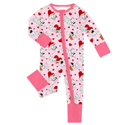 FancyPrince Valentine Heart Dalmatians Baby Bamboo Zipper Romper Pajamas