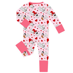 FancyPrince Valentine Heart Dalmatians Baby Bamboo Zipper Romper Pajamas