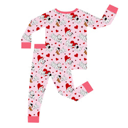 FancyPrince Valentine Heart Dalmatians Kids Bamboo Two-Piece Pajama Set