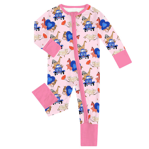 FancyPrince Valetine Animal Truck Bamboo Zipper Romper Pajamas