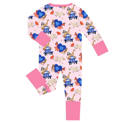 FancyPrince Valetine Animal Truck Bamboo Zipper Romper Pajamas