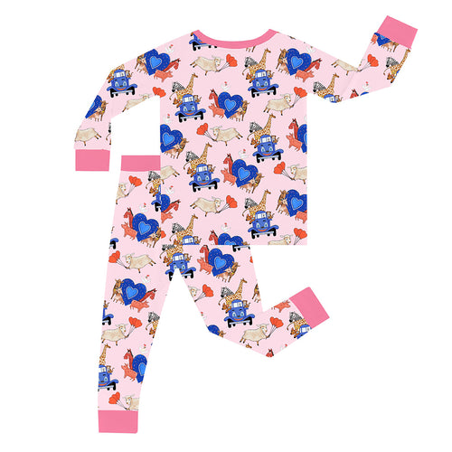 FancyPrince Valetine Animal Truck Kid Bamboo Two-Piece Pajama Set